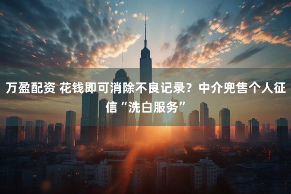 万盈配资 花钱即可消除不良记录？中介兜售个人征信“洗白服务”