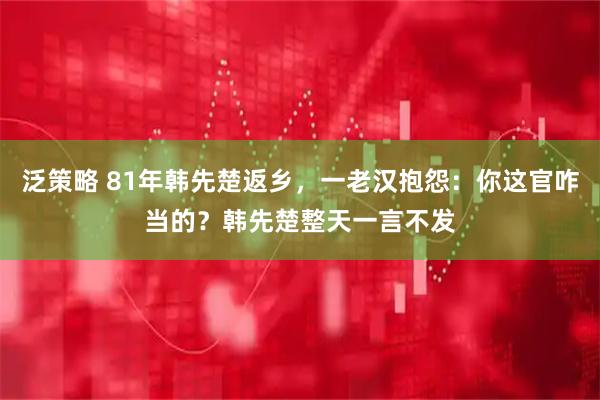 泛策略 81年韩先楚返乡，一老汉抱怨：你这官咋当的？韩先楚整天一言不发