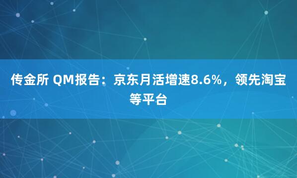 传金所 QM报告：京东月活增速8.6%，领先淘宝等平台